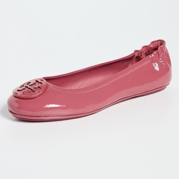 Tory Burch $228 Minnie Travel Ballet Flats Patent Washed Berry - Picture 6 of 9